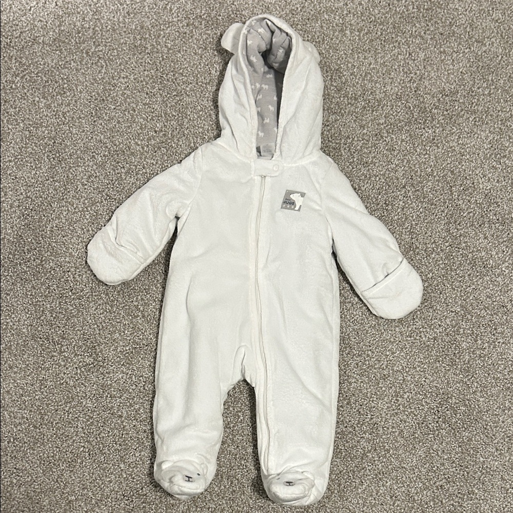 NWOT! Cozy White Hooded Baby Onesie
